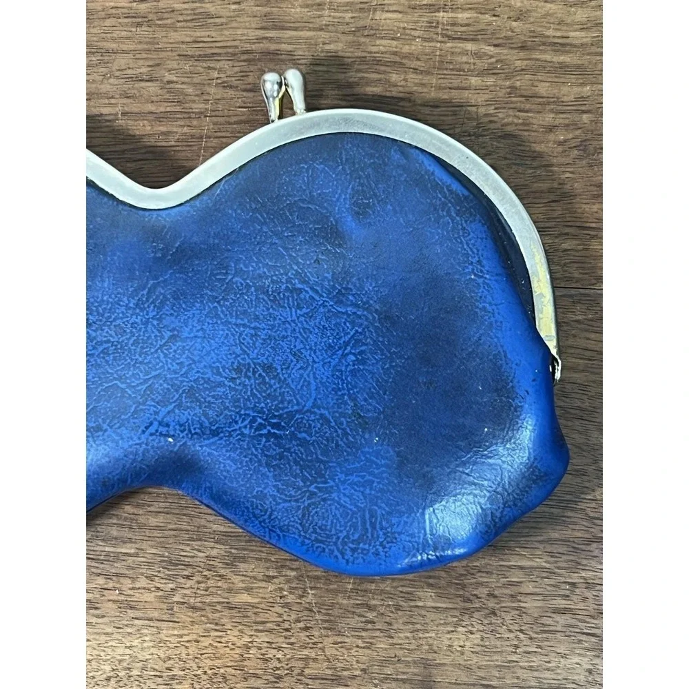 Vintage Leather Coin purse Antique Germany Blue Strawberry Quirky Chiq